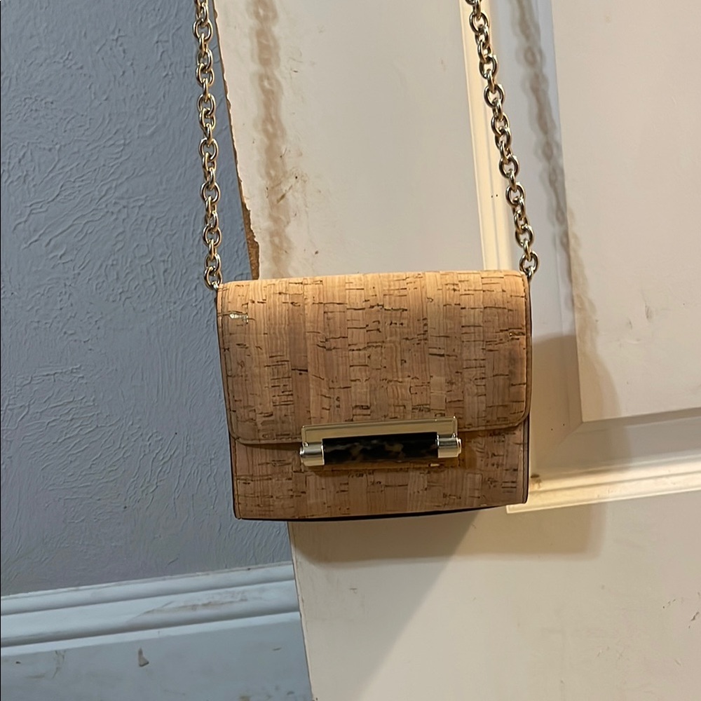Tan Cork Shoulder Bag with Chain Strap